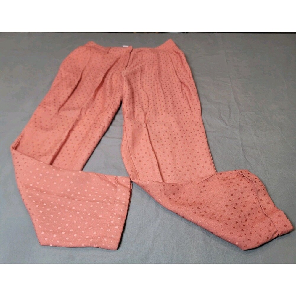 Chico’s 000 XXS Coral Jacquard Ankle Pants Geometric Cuffed Hem Pockets